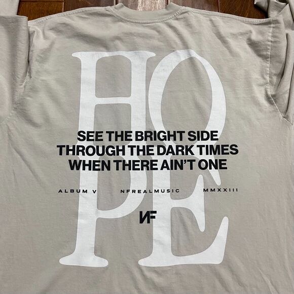 NF Real Music Rapper Hope Tour Concert L/S T-Shirt Beige Men's Size 2XL - Picture 5 of 8